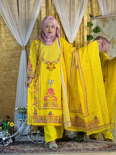 ইন্ডিয়ান ওয়েটলেছ জর্জেট কাপড়ের থ্রি পিছ - Image 2