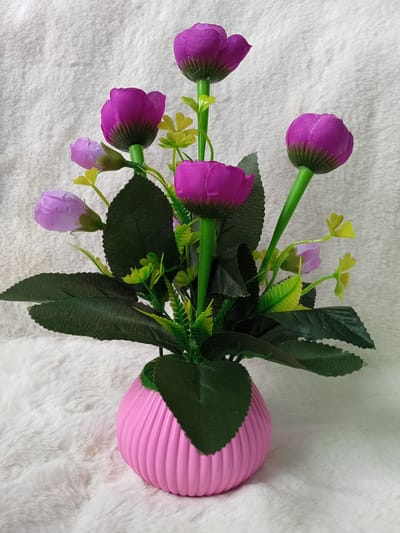 Artificial Little various Flower & Plant In Plastic Pot 7Inc/18Cm For Office, Home, Table Decoration - Home Decoration Item - artificial flower 3
