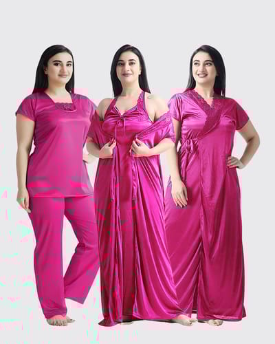 4 Part Premium Nightwear Combo ( Dark Pink) - Image 1