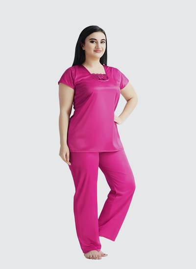 4 Part Premium Nightwear Combo ( Dark Pink) - Image 6