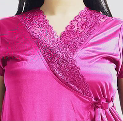 4 Part Premium Nightwear Combo ( Dark Pink) - Image 7