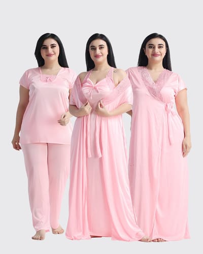4 Part Premium Nightwear Combo ( Light Pink ) - Image 1