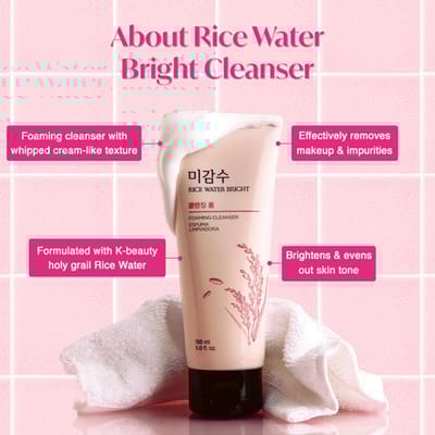 Rice Water Bright Cleansing Foam 100ml | Face Wash for Glowing Skin, Korean Skin Care Products, For All Skin Types
