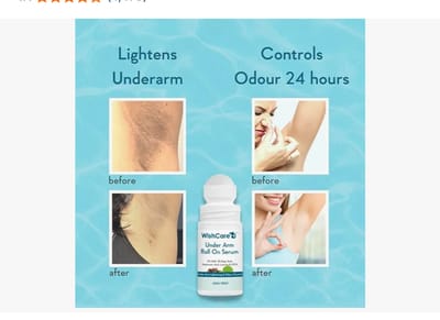 WishCare Underarm Roll On Serum 50ml | 5% AHA & 3% Kojic Acid for Brightening & Odour Control - Roll On Deo for Women & Men- Long Lasting Aqua Fragrance