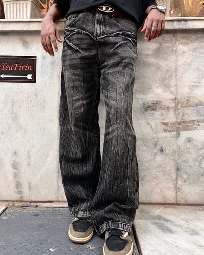 y2k crab whiskers baggy jeans - Image 3