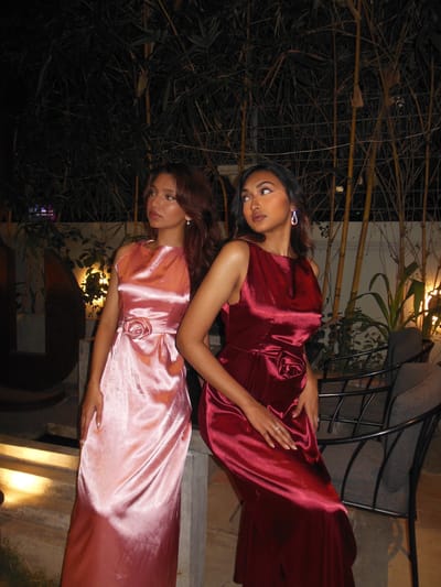 Rosé Satin Dress - Image 1