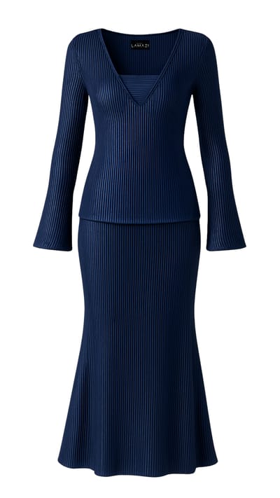Navy Blue Ribbed Set - Image 3