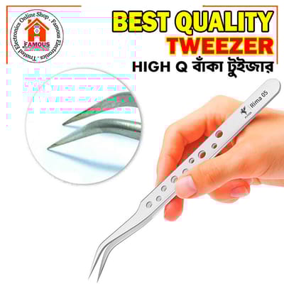 Koocu ST-25 Professional Curved Stainless Steel Tweezer