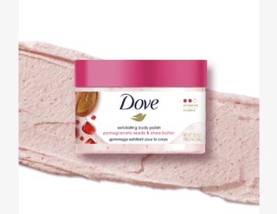 Dove Body Polish Exfoliating Scrub, Moisturizing Shea Butter and Pomegranate Seeds, 298ml - Image 2