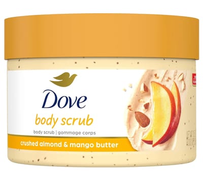 Dove Exfoliating Body Polish Scrub for Dry Skin with Crushed Almond and Mango Butter, 298g - Image 1