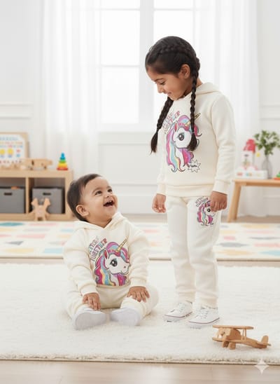 Elegant Stylish Baby Hoodie Set - Unicorn - Image 1