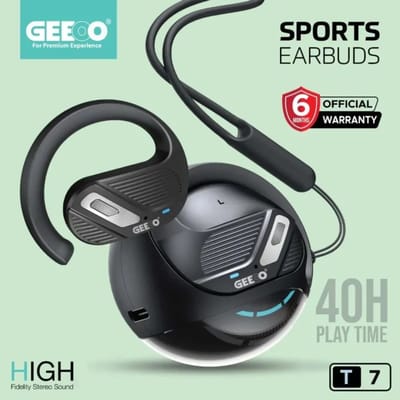 Geeoo T7 Open-Ear Wireless Earbuds – Black