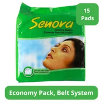 Senora Sanitary Napkin Economy Pack Belt System 15 pads