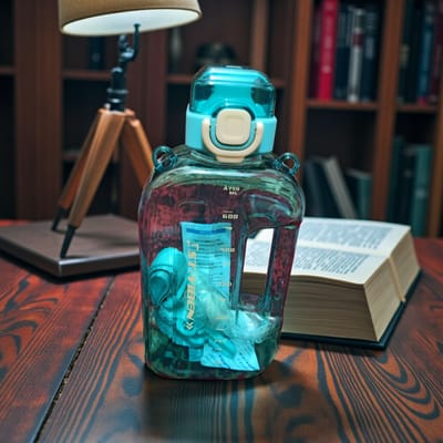 750ml Flat Water Bottle with Strap – Leak Proof, BPA Free – School, Gym, Office Friendly