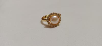 Pearl Adjustable Finger Ring With Gold plate Body