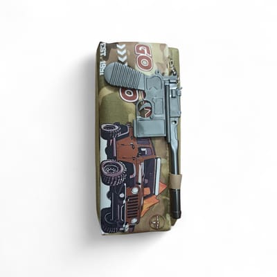 Kids Army Style Pencil Box with Gun Pen – Jeep Design Zipper Pencil Case
