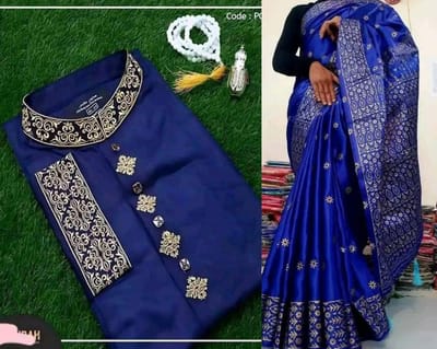 Muslin silk with embroidery work saree