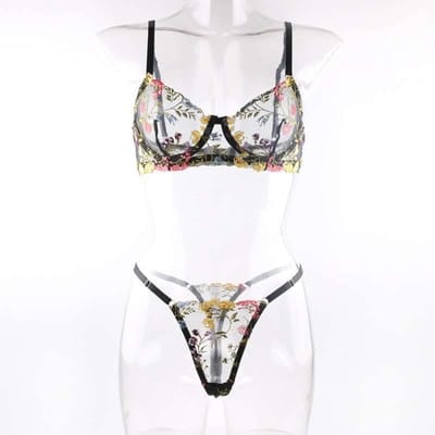 Elegant Floral Embroidered Lingerie Set - Image 9