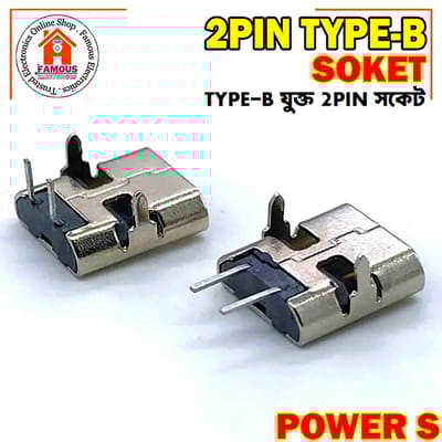 2 Pin Micro Type-B Connector Socket USB 3.1 Type-B Female Power Jack Dock Encounter 1PCS