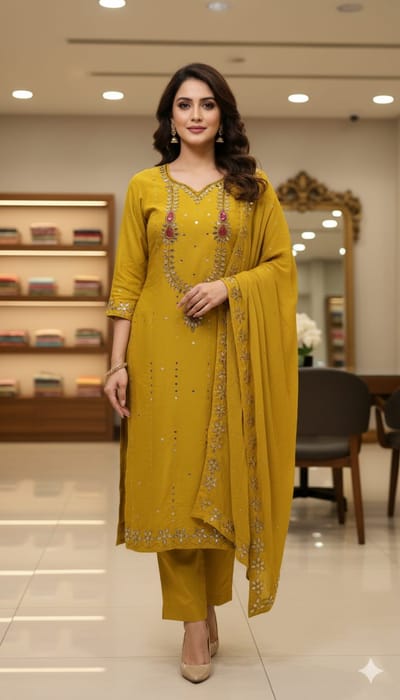 কারচুপি থ্রি পিস - Image 1