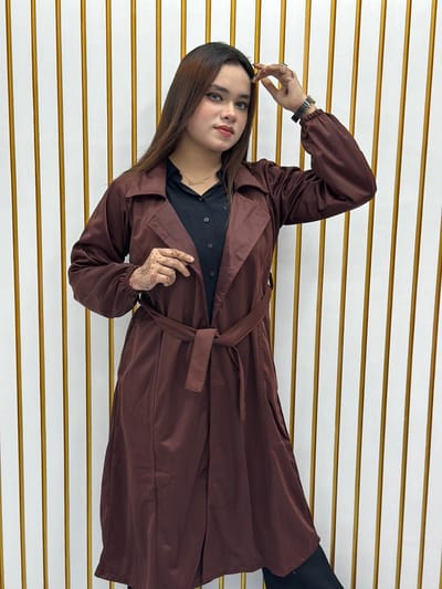 স্টাইলিশ লেডিস ওভারকোট (বেল্ট সিস্টেম) - Image 1