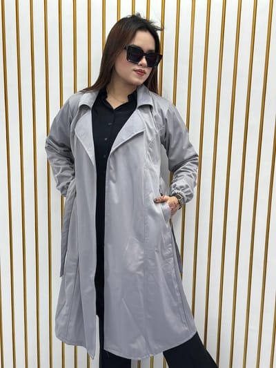 স্টাইলিশ লেডিস ওভারকোট (বেল্ট সিস্টেম) - Image 5