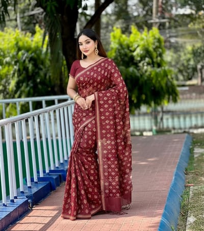 আড়ং কটন সুতি শাড়ি - Image 5