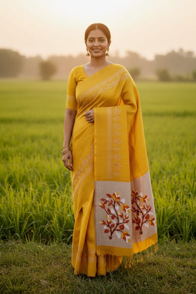 স্কিন প্রিন্টের কাজ করা সুতি শাড়ি - Image 1