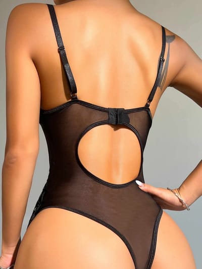 Lace Bodysuit with Thigh-High Stockings - Image 23