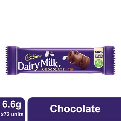 Cadbury Dairy Milk Chocolate Bar 6.6g 5rs Box (Pack of 72) INDIAN - Image 2