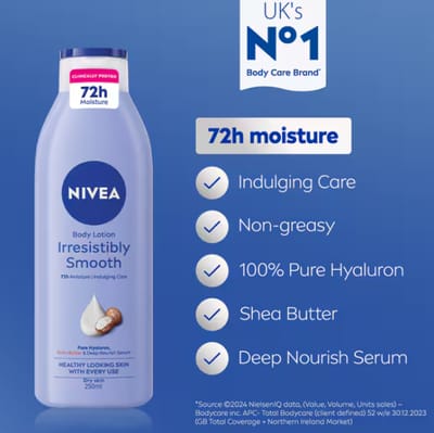 NIVEA Irresistibly Smooth Body Lotion for Dry Skin, 400ml - Image 3