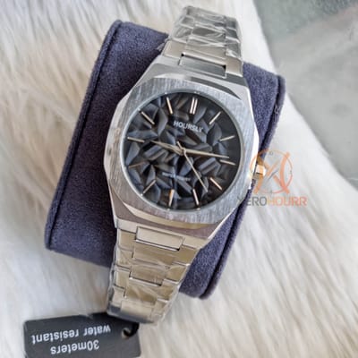 Hoursly Silver Graphic | Black Dial