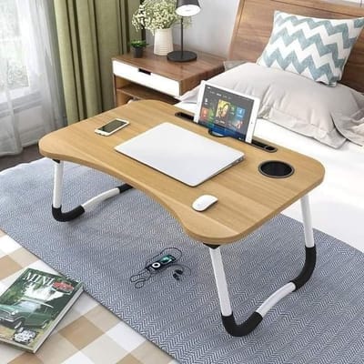 Multifunctional Portable & Foldable Laptop Table – Wood Color