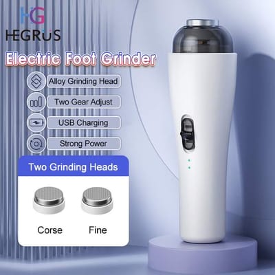 💥HEGRUS Rechargeable Electric Foot Grinder with 2 Grinding Heads