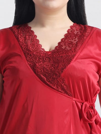 ৬-পিস নাইট ওয়্যার সেট (মেরুন) - Image 8