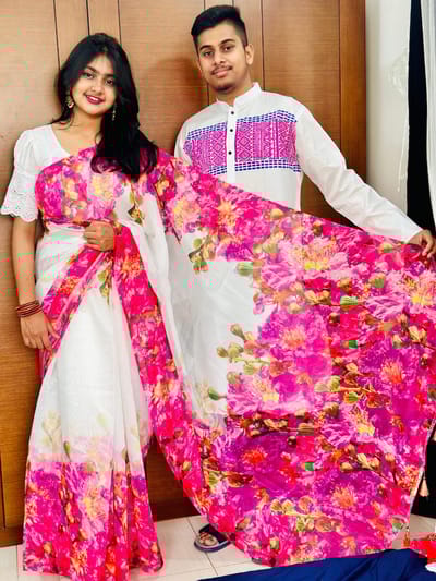 Sharee Panjabi Couple with Blouse Piece
