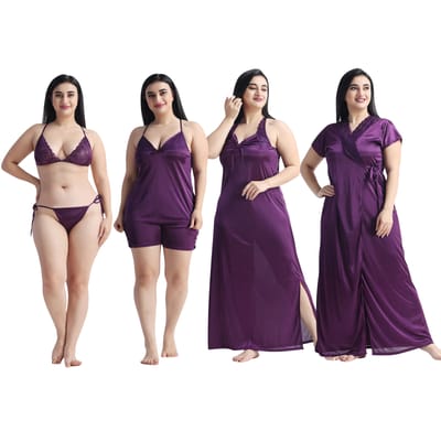৬-পিস নাইট ওয়্যার সেট (বেগুনি) - Image 2