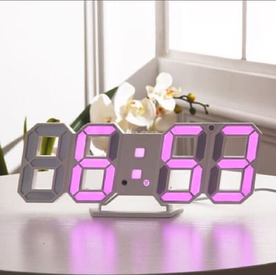 3D LED Digital Wall & Table Clock with Alarm, Date &  Temperature Display