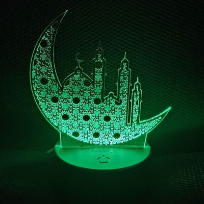 GearUP Acrylic Multicolor Night Lamp (Ramadan Mubarak