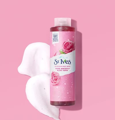 St. Ives Refreshing Cleanser Rose Water & Aloe Vera Body Wash|Shower gel For Women, 473ml - Image 1