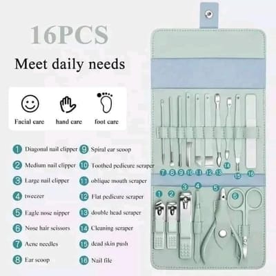 16pcs Stainless Steel Nail Cutter Manicure Tool Set - Image 2