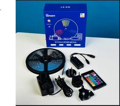 WiFi + Bluetooth RGB LED Strip Light- Work With Alexa, Google Home, Dance With Music (16 Feet, Sonoff L2)