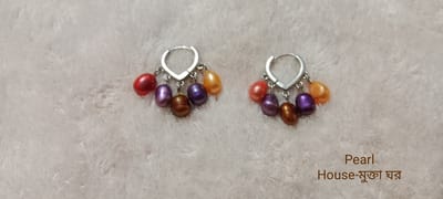 5-Pearl Dangle Earrings, Multicolor