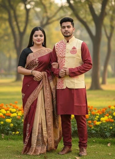 শাড়ি পাঞ্জাবি কাপেল সেট এবং কোটি - Image 3