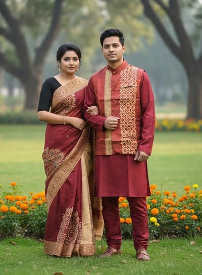 শাড়ি পাঞ্জাবি কাপেল সেট এবং কোটি - Image 5