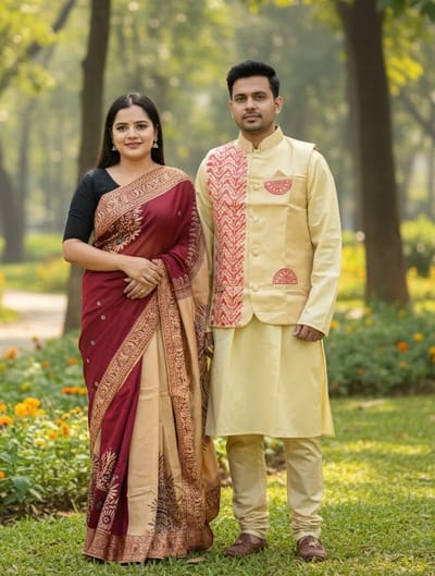 শাড়ি পাঞ্জাবি কাপেল সেট এবং কোটি - Image 7