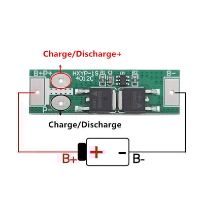 1S 12A 3.7V Li-ion BMS Protection Board | HXYP-1S-4012C Lithium Battery Charging & Discharge Protection Module