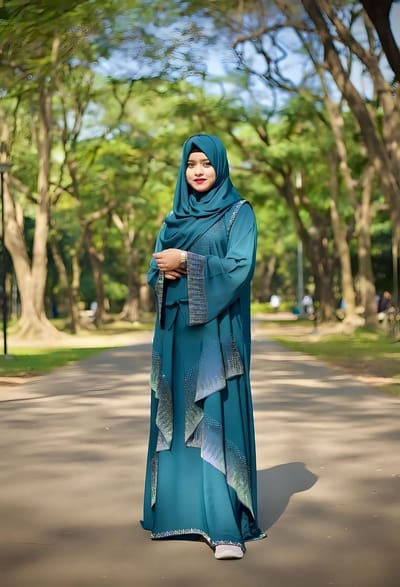 Premium Stone Borka with Hijab - Image 1