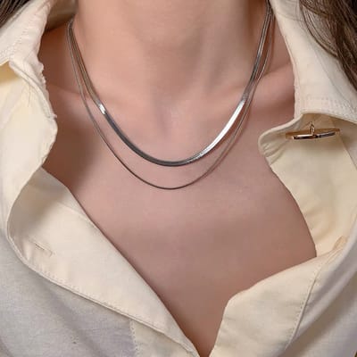 double layer snake bone thin necklace - Image 8
