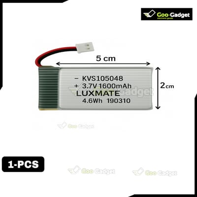 3.7V 1600mAh Rechargeable LiPo Battery for RC Drones, Cars & Toys